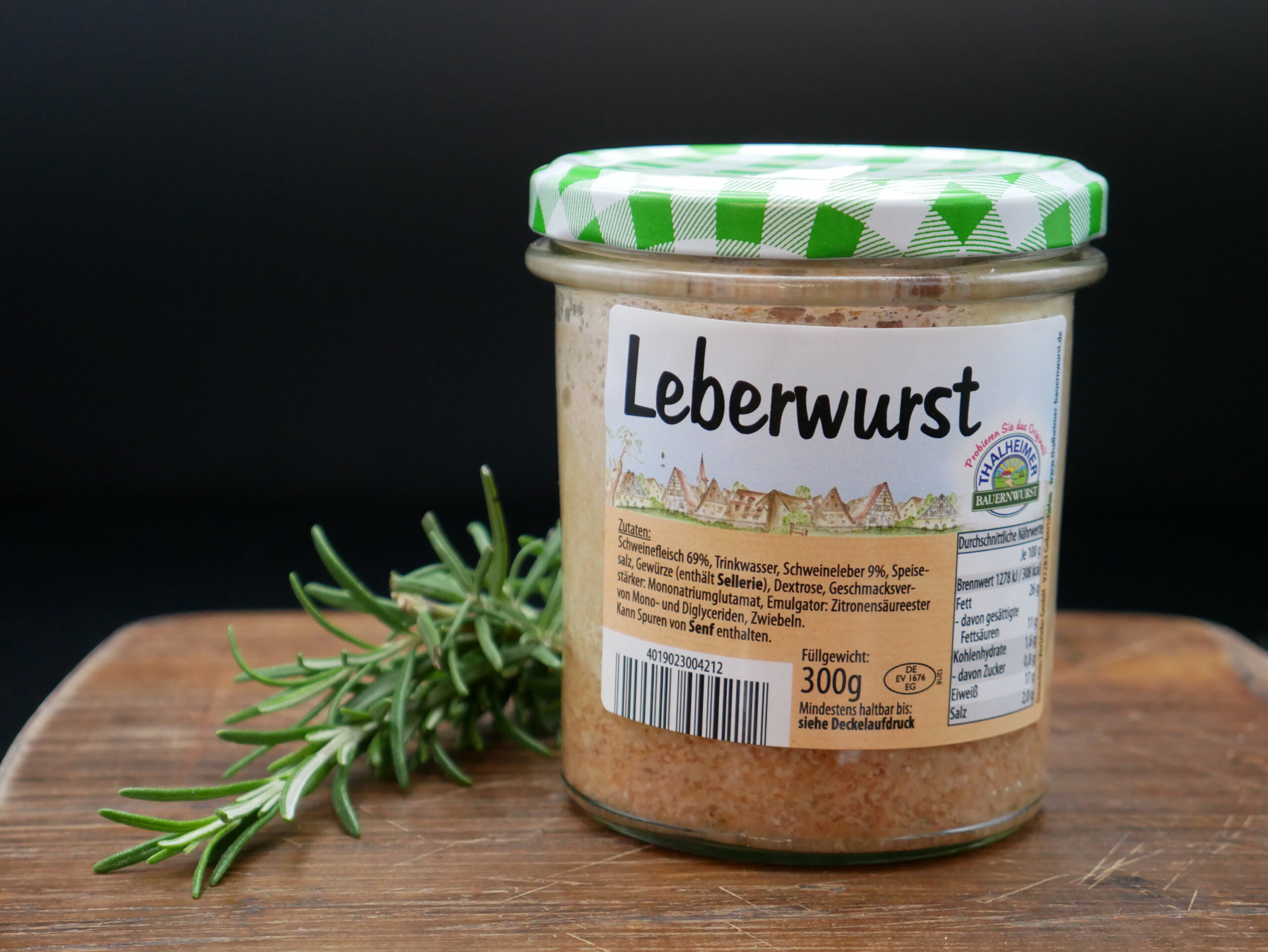 Thalheimer Leberwurst im Glas Brot Schwarz